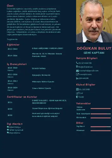 Gemi Kaptanı CV Örnekleri cv indir